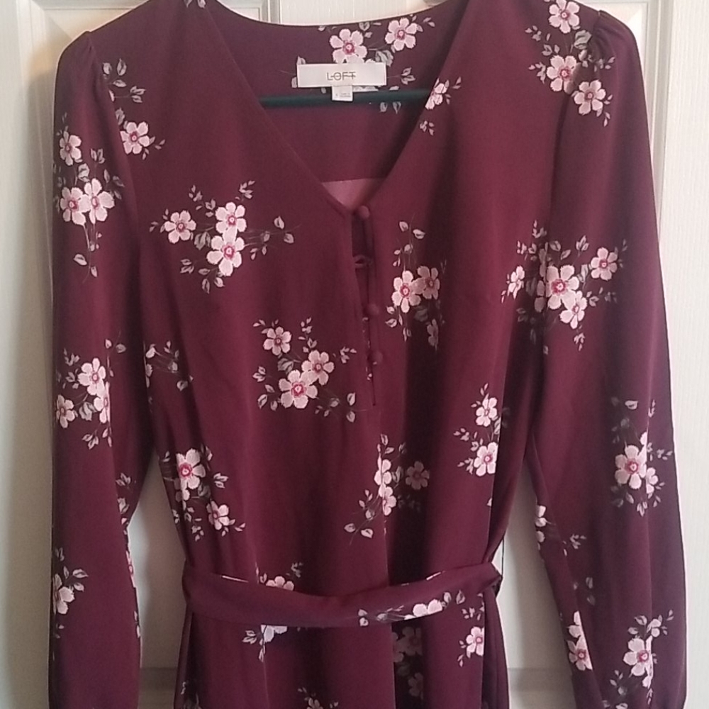 LOFT Floral Long Sleeve Dress NWOT